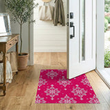 Hot Pink Snowflake Pattern Area Rug