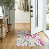 Swirling Pink Grey Abstract Area Rug