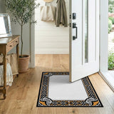 Ornate Black Gold Persian Border Rug