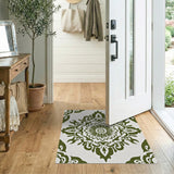 Elegant Green Damask Floral Area Rug