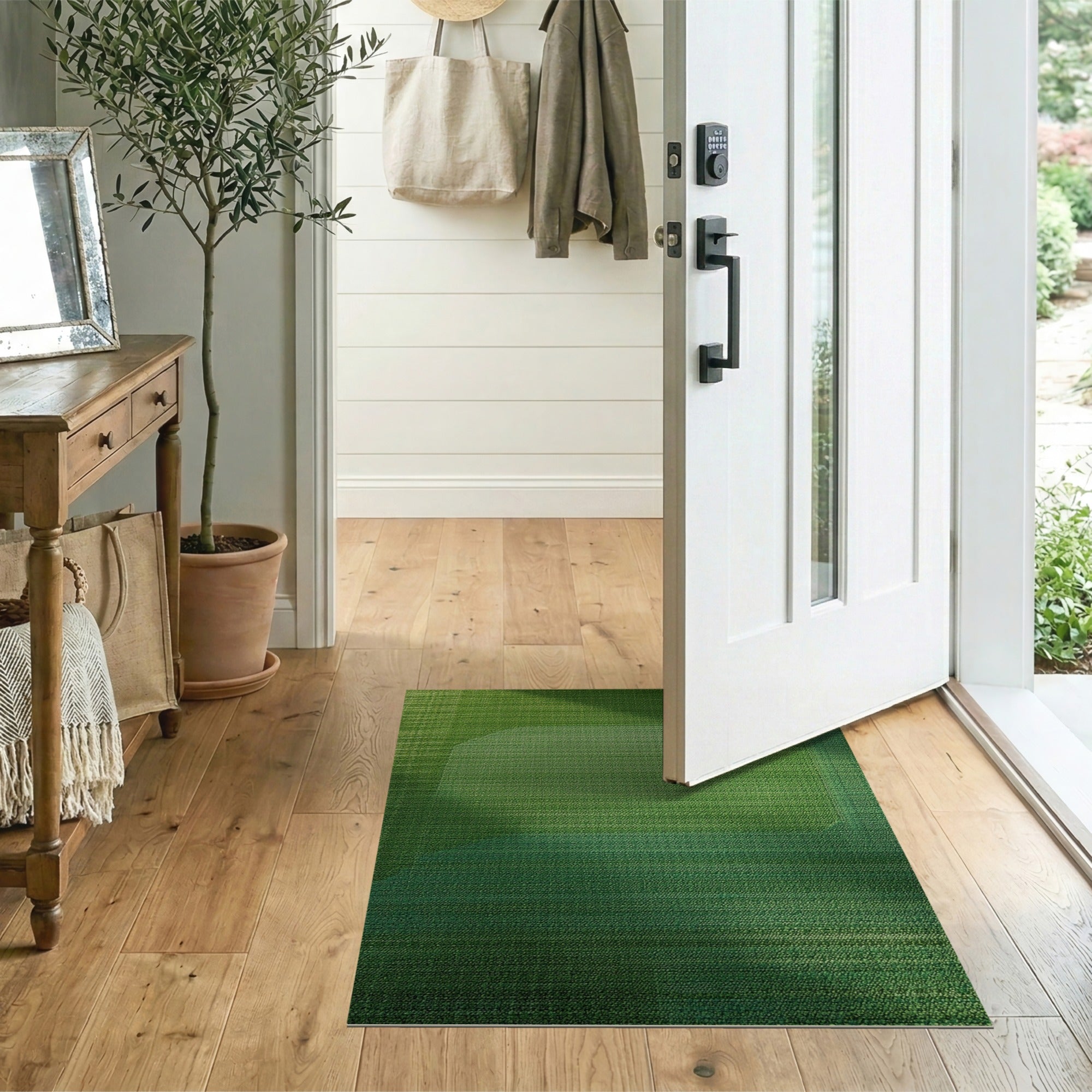 Lush Green Abstract Textured Area Rug