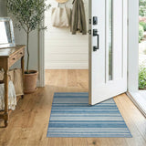 Coastal Beach Coastal Blue Striped Area Rug