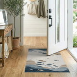 Blue Ocean Fish Waves Coastal Area Rug