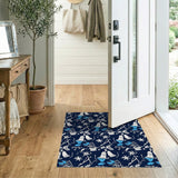 Whimsical Navy Bells, Skates Stars Area Rug