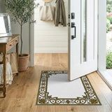 Traditional Persian Gold and Silver Ornate Gold Floral Border Area Rug