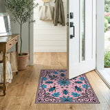 Pink Scarab Beetle Floral Area Rug