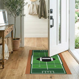 Kids Cartoon Football Field Area Rug with Centered Ball