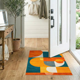Multi-color and Patterns Vibrant Geometric Orange Teal Area Rug