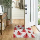 Red Christmas Tree Pattern Area Rug