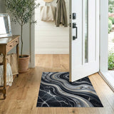 Grey Marble Waves Gold Vein Area Rug