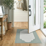 Teal Scalloped Arch Frame Area Rug