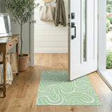 Green Mint Green Wavy Abstract Area Rug