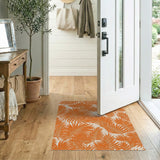 Vibrant Orange Palm Frond Area Rug
