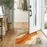 Orange Abstract Flow Area Rug