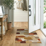 Geometric Modern Abstract Area Rug in Warm Multi-Colors