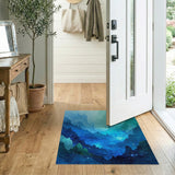 Ethereal Blue Teal Mountain Peaks Area Rug