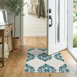 Teal Damask Medallion Area Rug