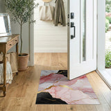 Pink Marble Gold Vein Abstract Area Rug