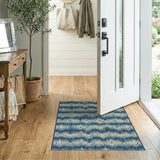 Blue Teal Geometric Zigzag Area Rug
