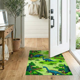 Cartoon Blue Dinosaurs Forest Adventure Rug