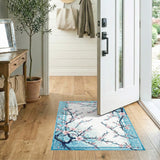 Blue Cherry Blossom Floral Vintage Area Rug