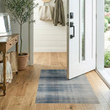 Distressed Blue Ombre Striped Area Rug