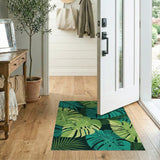 Tropical Green Monstera Leaf Washable Area Rug