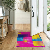 Vibrant Pink Yellow Blue Geometric Area Rug