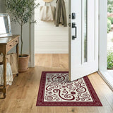 Red Paisley Swirl Area Rug with Stars