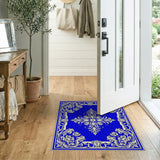Royal Blue Ornate Floral Area Rug