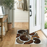 Brown Tan Abstract Organic Shapes Area Rug