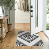 Black White Heritage Tribal Diamond Area Rug