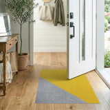Yellow Grey Diagonal Split Boucle Area Rug