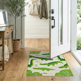 Playful Green Crocodile Kids Kids Cartoon Area Rug