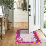 Whimsical Easter Bunny Floral Kids Rug