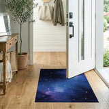Blue and Teal Starry Nebula Galaxy Area Rug