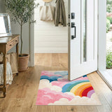 Whimsical Rainbow Cloud Kids Area Rug