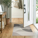 Abstract Area Sweeping Grey Waves Abstract Area Rug