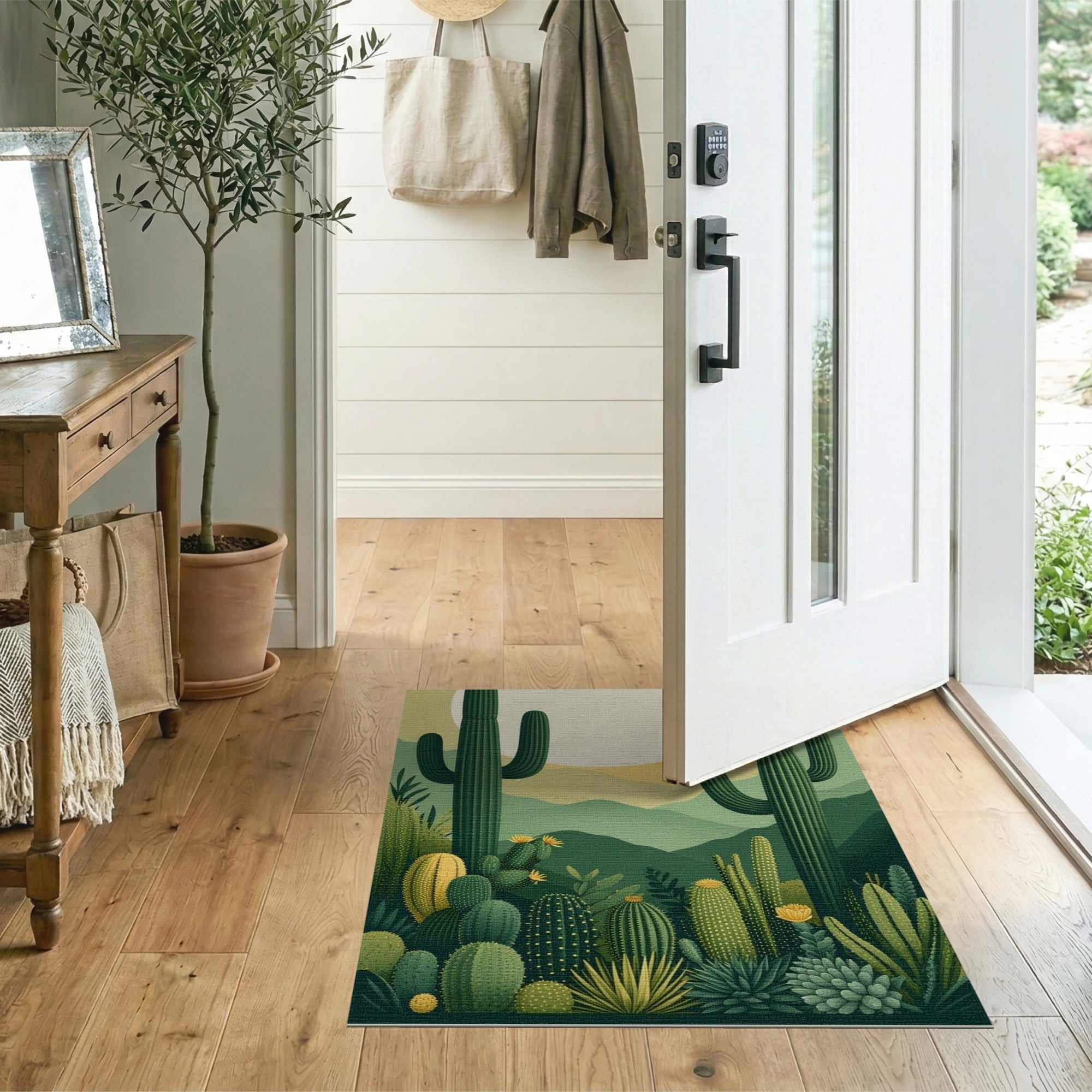 Lush Cactus Desert Sunset Area Rug