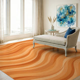 Orange Wave Abstract Area Rug