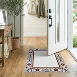 Ornate Red Floral Border Red Area Rug