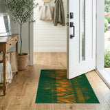 Vibrant Green Orange Geometric Stripe Area Rug