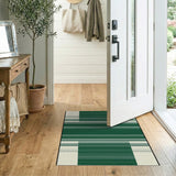 Bold Green and Cream Striped Area Rug