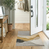 Abstract Layered Mountain Beige Area Rug