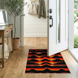Bold Red-Orange Geometric Wave Area Rug