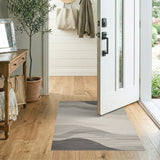 Wavy Grey Abstract Grey Area Rug