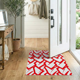 Bold Red Angular Geometric Area Rug