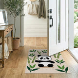 Adorable Cartoon Panda with Bamboo Area Rug