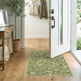 Green Distressed Hexagon Vintage Area Rug