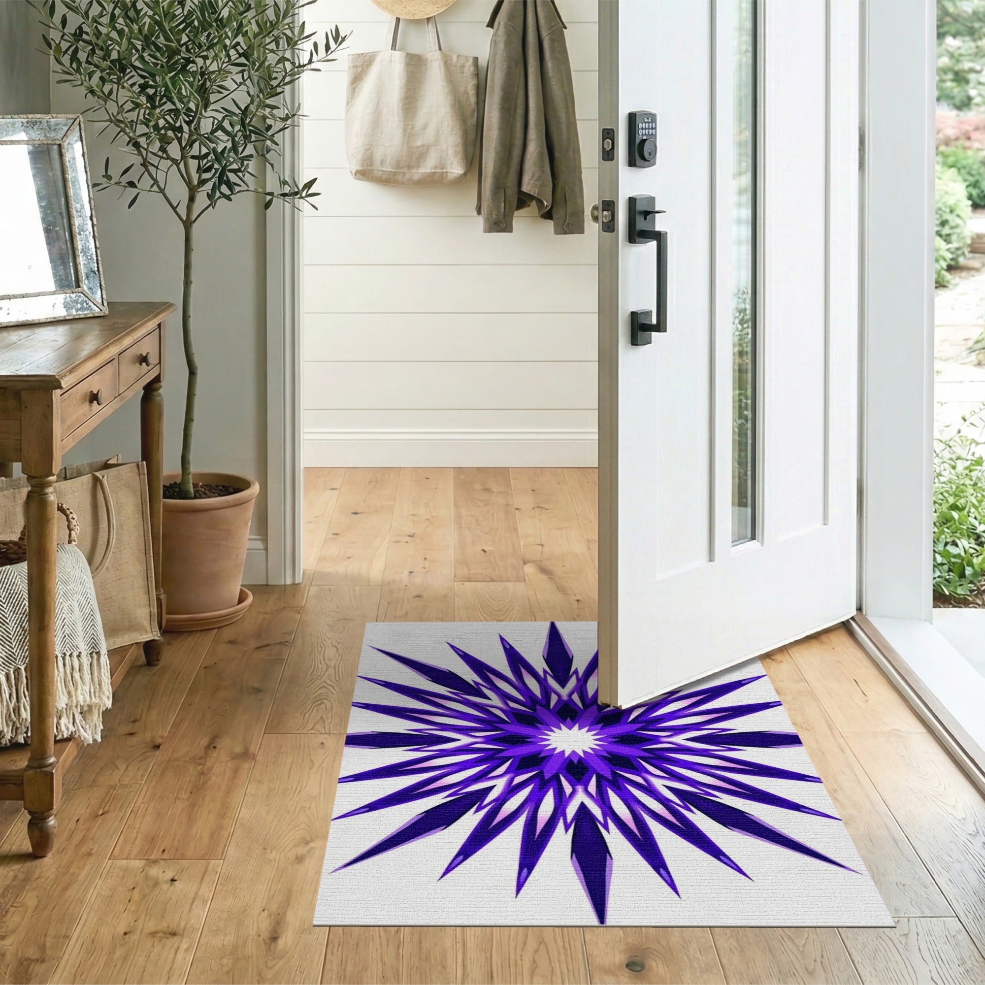Geometric Modern Purple Starburst Geometric Area Rug